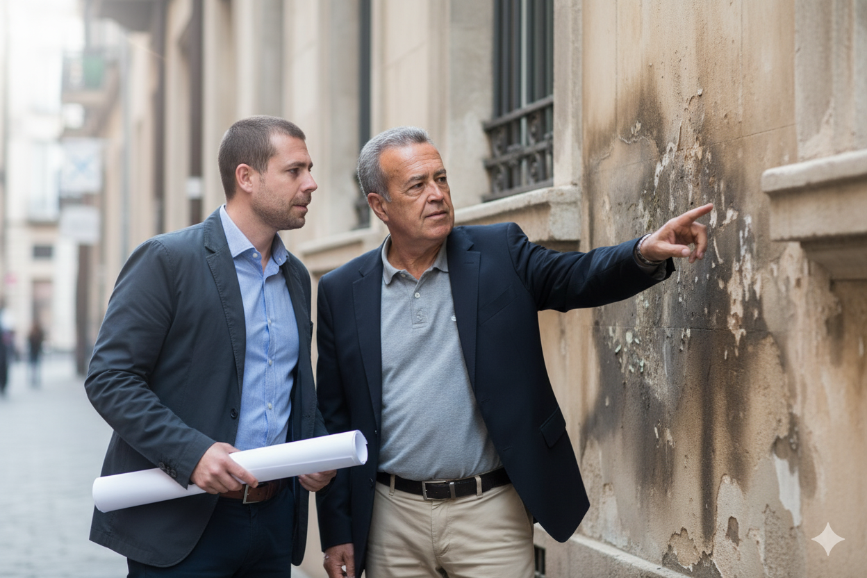 Ángel Navarro padre e hijo visitando una incidencia
